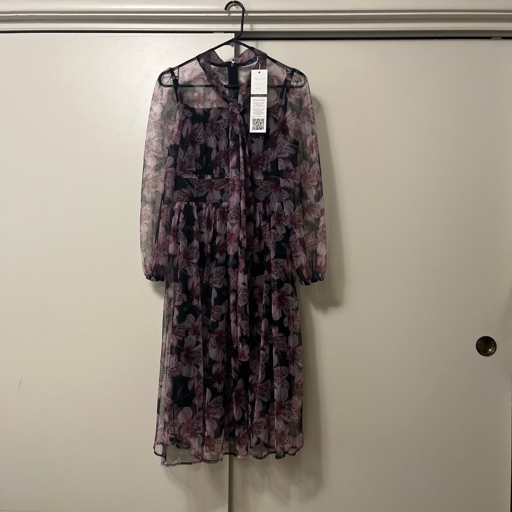 Dahlia McPhee Midi Sz M Sheer Dress lined NWT High Neck